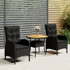 Image de vidaXL Mobilier de bistro de jardin 3 pcs Résine tressée Noir