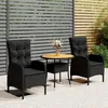 Image de Vidaxl Ensemble De Bistro De Jardin 3 Pcs RÃ©sine TressÃ©e Noir