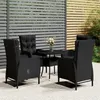 Image de vidaXL Ensemble de bistro de jardin 5 pcs Résine tressée Noir3058552