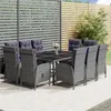 Image de vidaXL Mobilier à dîner de jardin 11 pcs Résine tressée Gris