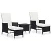 Image de vidaXL Salon de jardin 3 pcs avec coussins Résine tressée Noir3059371