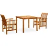 Image de Vidaxl Mobilier Ã DÃ®ner De Jardin 3 Pcs Et Coussins Acacia Solide