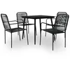 Image de vidaXL Mobilier à dîner d'extérieur 5 pcs Corde en coton et acier Noir