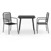 Image de vidaXL Ensemble à manger de jardin 3 pcs Corde en coton et acier Noir3058277