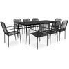 Image de vidaXL Mobilier À Dîner D'extérieur 9 Pcs Corde En Coton Et Acier Noir Vidaxl Vidaxl