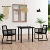 Image de vidaXL Ensemble à manger d'extérieur 3 pcs Rotin PVC Noir3058283