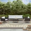 Image de Vidaxl Salon De Jardin 4 Pcs Avec Coussins RÃ©sine TressÃ©e Noir