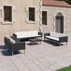 Image de vidaXL Salon de jardin 5 pcs avec coussins résine tressée noir3059333