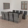 Image de vidaXL Ensemble à manger d'extérieur 9pcs coussins Résine tressée Gris3059340