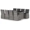 Image de vidaXL Ensemble Ã  manger d'extÃ©rieur 9pcs coussins RÃ©sine tressÃ©e Gris