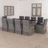 Image de vidaXL Salon de jardin 11 pcs avec coussins Résine tressée Gris