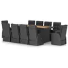 Image de Vidaxl Ensemble Ã DÃ®ner D'extÃ©rieur 11pcs Avec Coussins RÃ©sine TressÃ©e