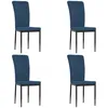 Image de vidaXL Vidaxl Chaises De Salle À Manger 4 Pcs Bleu Velours