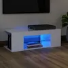 Image de vidaXL Meuble TV avec lumières LED blanc brillant 90x39x30 cm804244