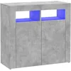 Image de vidaXL Vidaxl Buffet Avec Lumières Led Gris Béton 80x35x75 Cm