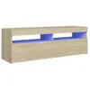 Image de Meuble Tv 120x35x40 Cm ChÃªne Sonoma Bois ContreplaquÃ© Ãclairage Led Rvb Usb Design Moderne