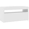 Image de vidaXL Meuble Tv 75 X 35 X 40 Cm Bois Contreplaqué Blanc Éclairage Led Rvb Usb Design Moderne