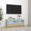 Image de Meuble TV 100 x 35 x 40 cm ChÃªne Sonoma bois contreplaquÃ© LED RGB USB Design moderne