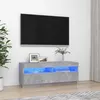 Image de vidaXL Meuble TV avec lumières LED gris béton 100x35x40 cm804458