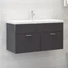 Image de vidaXL Armoire d'évier Gris brillant 90x38,5x46 cm Bois d’ingénierie