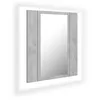 Image de vidaXL Armoire de salle de bain Ã  miroir Ã  LED Gris bÃ©ton 40x12x45 cm