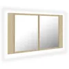 Image de Vidaxl Armoire De Salle De Bain Ã Miroir Ã Led ChÃªne Sonoma 80x12x45cm