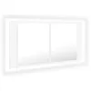 Image de vidaXL Vidaxl Armoire De Salle De Bain À Miroir À Led Blanc 90x12x45 Cm