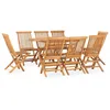 Image de Vidaxl Mobilier Ã DÃ®ner D'extÃ©rieur Pliable 9 Pcs Bois Solide De Teck