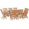 Image de Vidaxl Mobilier Ã DÃ®ner D'extÃ©rieur Pliable 9 Pcs Bois Solide De Teck