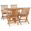Image de vidaXL Mobilier à dîner d'extérieur pliable 5 pcs Bois solide de teck