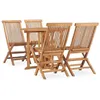 Image de vidaXL Mobilier à dîner d'extérieur pliable 5 pcs Bois solide de teck