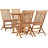 Image de Vidaxl Mobilier Ã DÃ®ner D'extÃ©rieur Pliable 5 Pcs Bois Solide De Teck