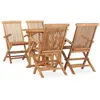 Image de vidaXL Mobilier à dîner d'extérieur pliable 5 pcs Bois solide de teck