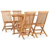 Image de vidaXL Mobilier à dîner d'extérieur pliable 5 pcs Bois solide de teck