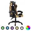 Image de vidaXL Fauteuil de jeux vidéo avec LED RVB Doré et noir Similicuir287998