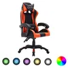 Image de vidaXL Fauteuil de jeux vidéo avec LED RVB Orange et noir Similicuir288002