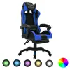 Image de vidaXL Fauteuil de jeux vidéo avec LED RVB Bleu et noir Similicuir288006