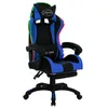 Image de vidaXL Fauteuil de jeux vidÃ©o avec LED RVB Bleu et noir Similicuir