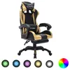 Image de vidaXL Fauteuil de jeux vidÃ©o avec LED RVB DorÃ© et noir Similicuir