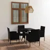 Image de vidaXL Ensemble à manger de jardin 5 pcs Résine tressée Noir