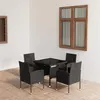 Image de vidaXL Ensemble à dîner de jardin 5 pcs Résine tressée Noir