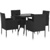 Image de Vidaxl Ensemble Ã DÃ®ner De Jardin 5 Pcs RÃ©sine TressÃ©e Noir