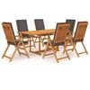 Image de Vidaxl Salon De Jardin 7 Pcs Avec Coussins Bois De Teck Massif Gris