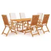 Image de vidaXL Salon de jardin 7 pcs avec coussins Bois de teck massif