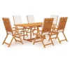 Image de Vidaxl Salon De Jardin 7 Pcs Avec Coussins Bois De Teck Massif