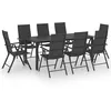 Image de Vidaxl Ensemble Ã DÃ®ner De Jardin 9 Pcs Noir