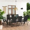 Image de vidaXL Ensemble à manger de jardin 9 pcs noir3060063