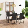 Image de vidaXL Ensemble à manger de jardin 5 pcs noir et marron