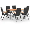 Image de Vidaxl Ensemble De Salle Ã Manger De Jardin 7 Pcs Noir Et Marron