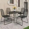 Image de vidaXL Ensemble à manger de jardin 5 pcs PVC résine tressée noir3060113